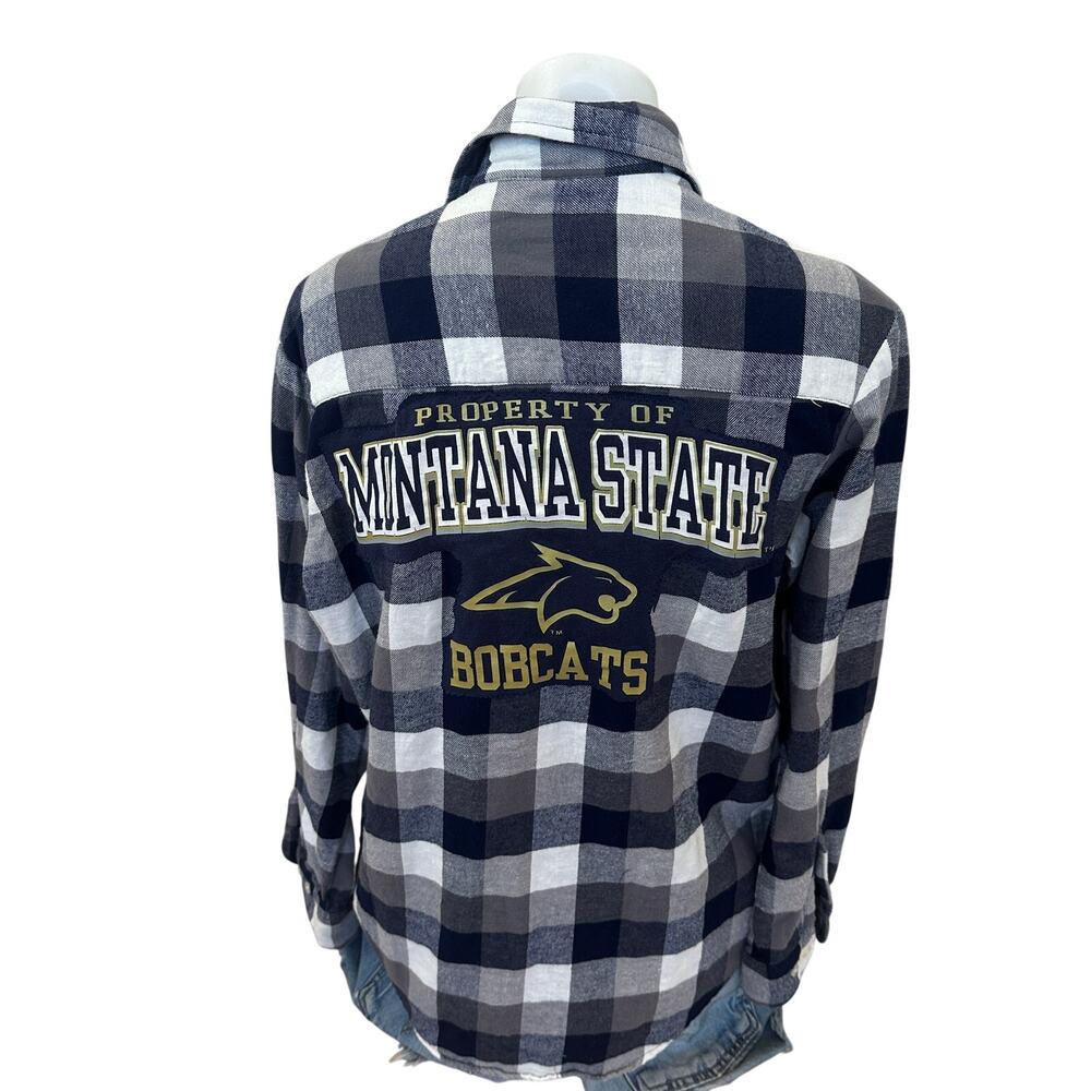 Montana State Bobcat Plaid Flannel Shirt SMALL University Unique Football MSU